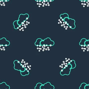 Line Cloud with snow icon isolated seamless pattern on black background. Cloud Stock Illustration