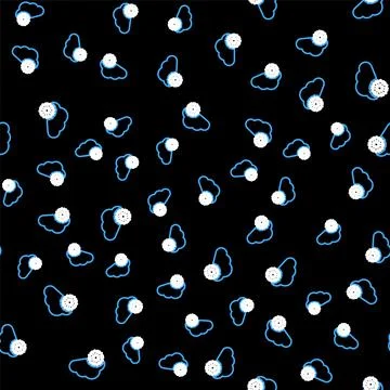 Line Cloud with snow icon isolated seamless pattern on black background. Cloud Stock Illustration