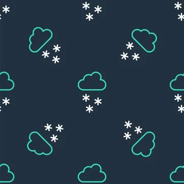 Line Cloud with snow icon isolated seamless pattern on black background. Cloud Stock Illustration