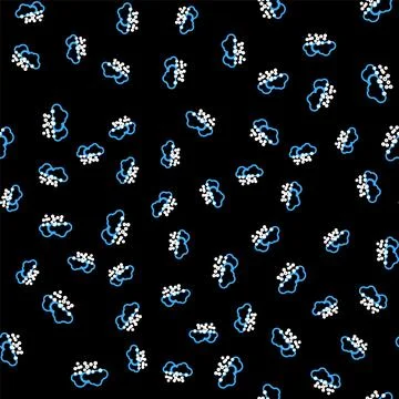 Line Cloud with snow icon isolated seamless pattern on black background. Cloud Stock Illustration