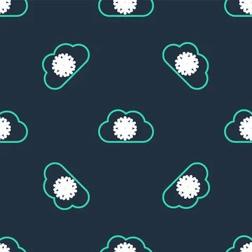 Line Cloud with snow icon isolated seamless pattern on black background. Cloud Stock Illustration