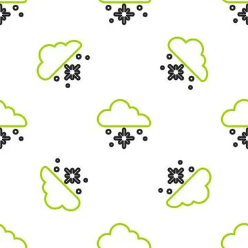 Line Cloud with snow icon isolated seamless pattern on white background. Cloud Stock Illustration