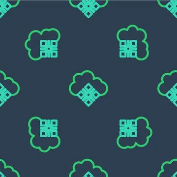 Line Cloud with snow icon isolated seamless pattern on blue background. Cloud Stock Illustration