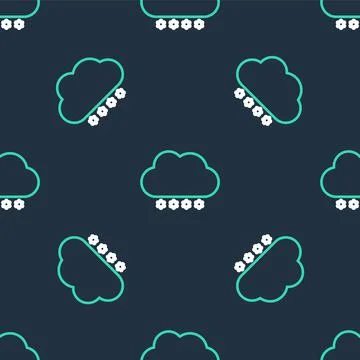 Line Cloud with snow icon isolated seamless pattern on black background. Cloud Stock Illustration