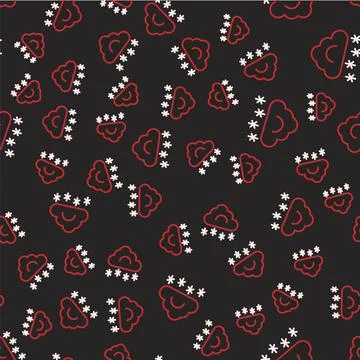 Line Cloud with snow icon isolated seamless pattern on black background. Cloud Stock Illustration