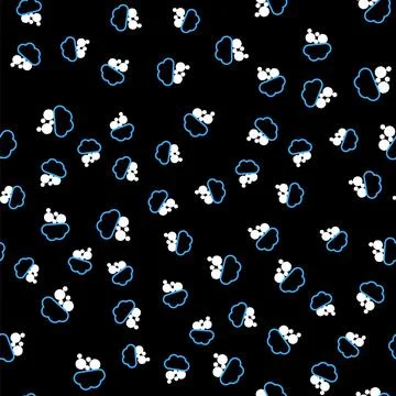 Line Cloud with snow icon isolated seamless pattern on black background. Cloud Stock Illustration