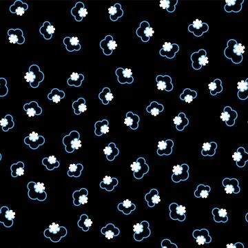 Line Cloud with snow icon isolated seamless pattern on black background. Clou Stock Illustration