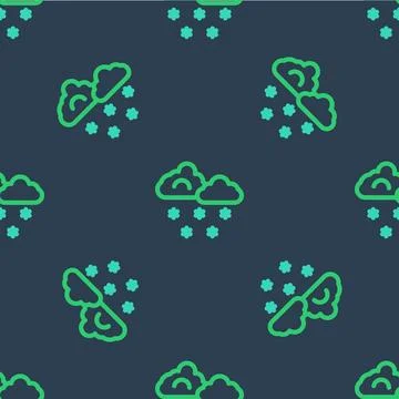Line Cloud with snow icon isolated seamless pattern on blue background. Clo.. Stock Illustration