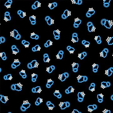 Line Cloud with snow, rain and sun icon isolated seamless pattern on black イラスト素材