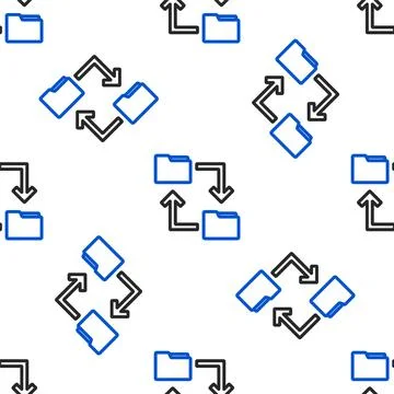 Line Cloud storage text document folder icon isolated seamless pattern on white 스톡 일러스트