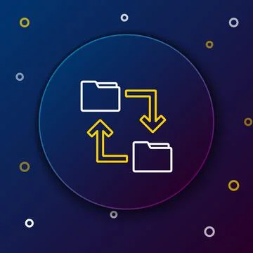 Line Cloud storage text document folder icon isolated on blue background. Col 스톡 일러스트