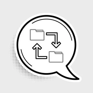 Line Cloud storage text document folder icon isolated on grey background Stock Illustration