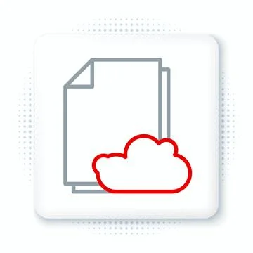 Line Cloud storage text document icon isolated on white background. Colorful  Illustrazione stock