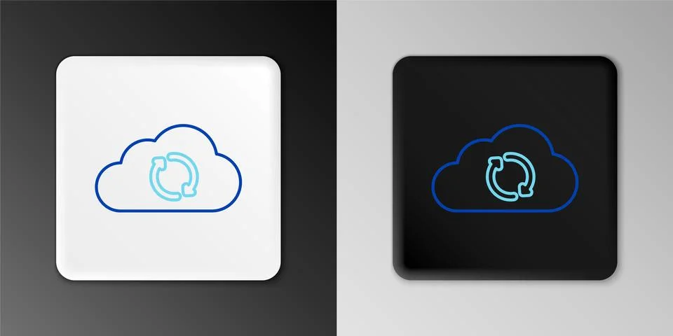 Line Cloud sync refresh icon isolated on grey background. Cloud and arrows Stock Illustration