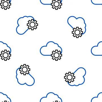 Line Cloud technology data transfer and storage icon isolated seamless pattern Illustrazione stock