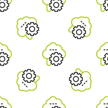 Line Cloud technology data transfer and storage icon isolated seamless pattern Stock Illustration