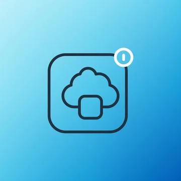 Line Cloud technology data transfer and storage icon isolated on blue background Illustrazione stock