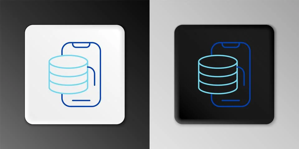 Line Cloud technology data transfer and storage icon isolated on grey background Illustrazione stock