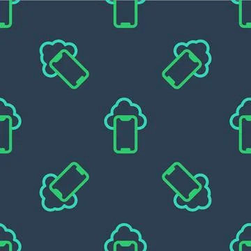Line Cloud technology data transfer and storage icon isolated seamless pattern Stock Illustration