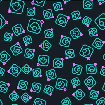Line Cloud technology data transfer and storage icon isolated seamless pattern Stock Illustration