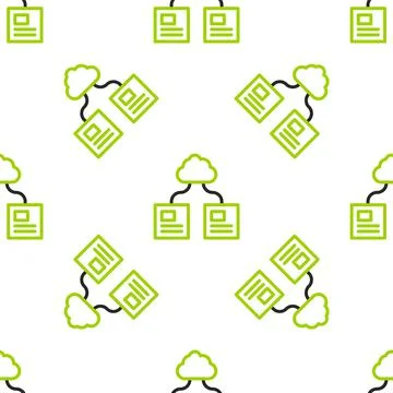 Line Cloud technology data transfer and storage icon isolated seamless pattern Stock Illustration