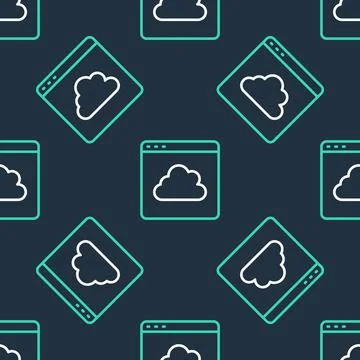 Line Cloud technology data transfer and storage icon isolated seamless pattern Illustrazione stock