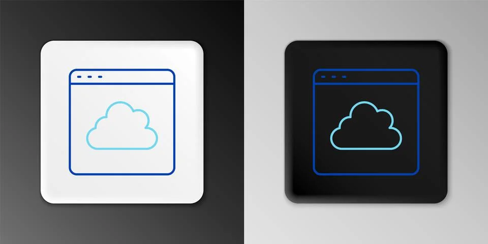 Line Cloud technology data transfer and storage icon isolated on grey background 스톡 일러스트
