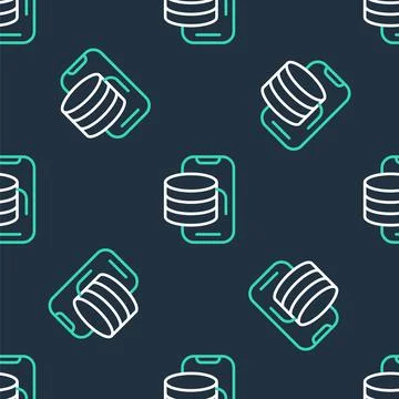 Line Cloud technology data transfer and storage icon isolated seamless pattern Stock Illustration