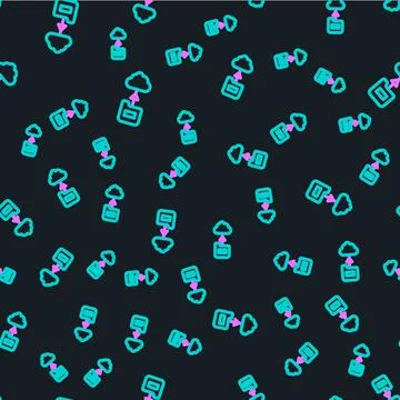 Line Cloud technology data transfer and storage icon isolated seamless pattern Stock Illustration