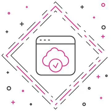 Line Cloud technology data transfer and storage icon isolated on white イラスト素材