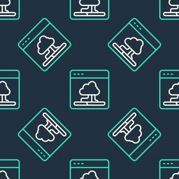 Line Cloud technology data transfer and storage icon isolated seamless patter Stock Illustration