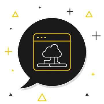 Line Cloud technology data transfer and storage icon isolated on white backgr イラスト素材