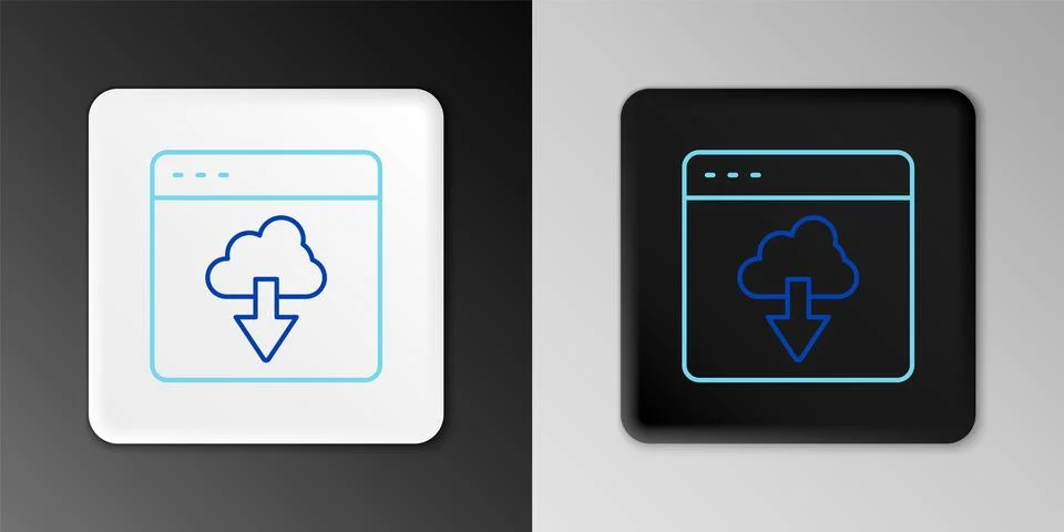 Line Cloud technology data transfer and storage icon isolated on grey background Ilustración de archivo