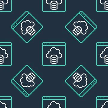 Line Cloud technology data transfer and storage icon isolated seamless pattern Stock Illustration