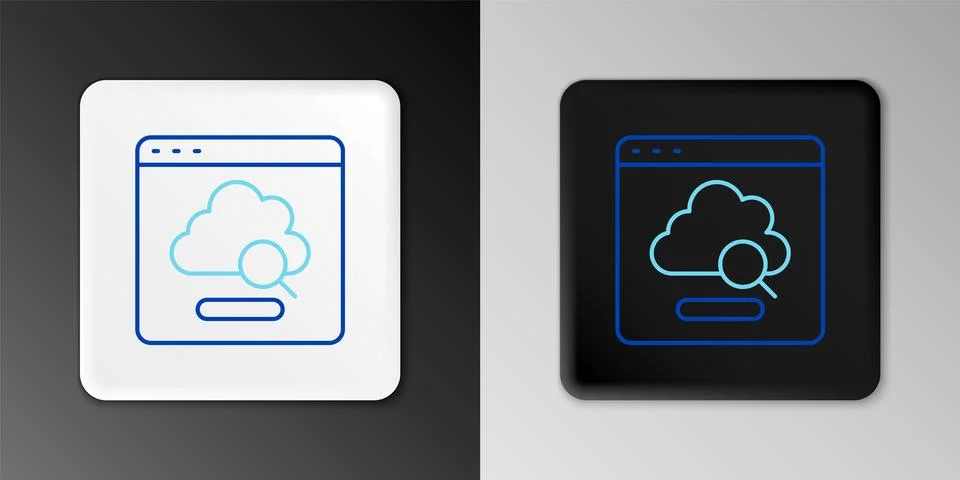 Line Cloud technology data transfer and storage icon isolated on grey background Illustrazione stock