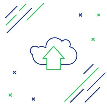 Line Cloud upload icon isolated on white background. Colorful outline concept Illustrazione stock