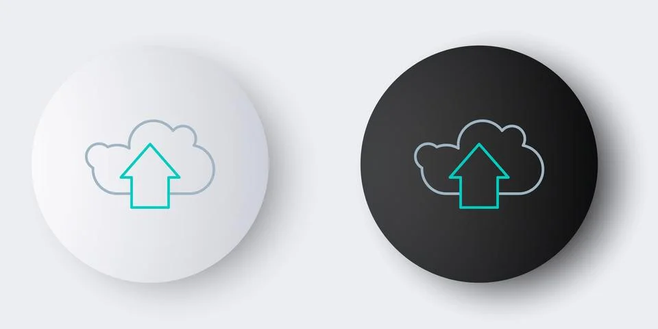 Line Cloud upload icon isolated on grey background. Colorful outline concept Stock Illustration