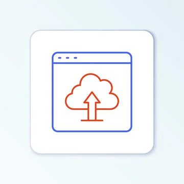 Line Cloud upload icon isolated on white background. Colorful outline concept Illustrazione stock