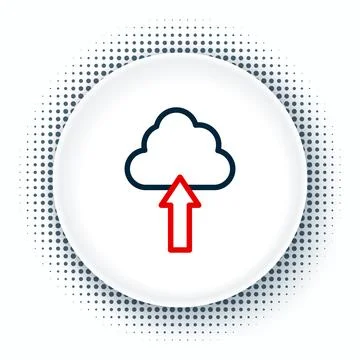 Line Cloud upload icon isolated on white background. Colorful outline conce.. Illustrazione stock