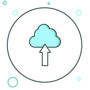 Line Cloud upload icon isolated on white background. Colorful outline conce.. Stockillustratie
