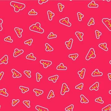 Line Cloud weather icon isolated seamless pattern on red background. Vector Stockillustratie