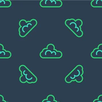 Line Cloud weather icon isolated seamless pattern on blue background.  Vector 스톡 일러스트