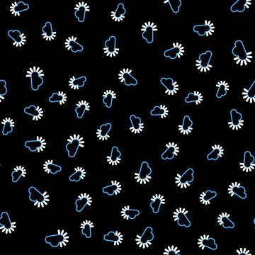 Line Cloudy icon isolated seamless pattern on black background. Vector Stock Illustration