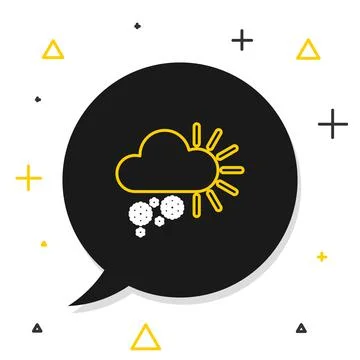 Line Cloudy with snow icon isolated on white background. Cloud with snowflakes Stock Illustration
