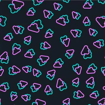 Line Cloudy weather icon isolated seamless pattern on black background.  Vect Stock Illustration