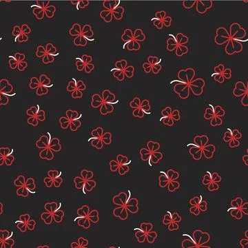 Line Clover icon isolated seamless pattern on black background. Happy Saint Illustrazione stock