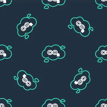 Line CO2 emissions in cloud icon isolated seamless pattern on black background Stock Illustration