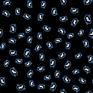 Line CO2 emissions in cloud icon isolated seamless pattern on black background Illustrazione stock