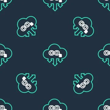 Line CO2 emissions in cloud icon isolated seamless pattern on black background Stock Illustration