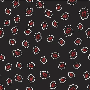 Line CO2 emissions in cloud icon isolated seamless pattern on black background Stock Illustration